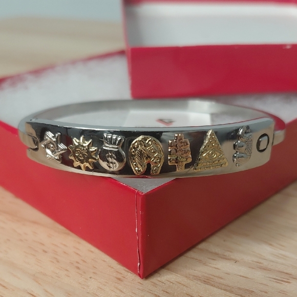 lucano Geovanni Jewelry - Silver and Gold Charm Bracelet